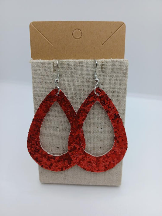 Red Glitter Earrings