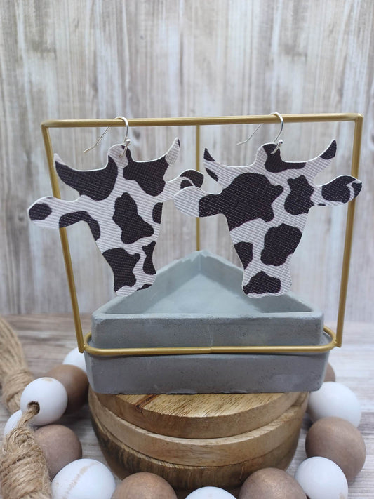 Cow Print Cutout Leather Style Earrings