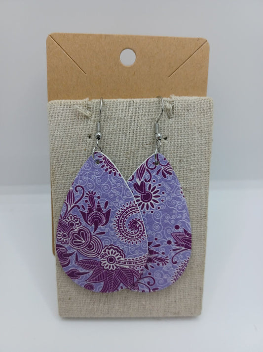 Purple Paisley Print Earrings