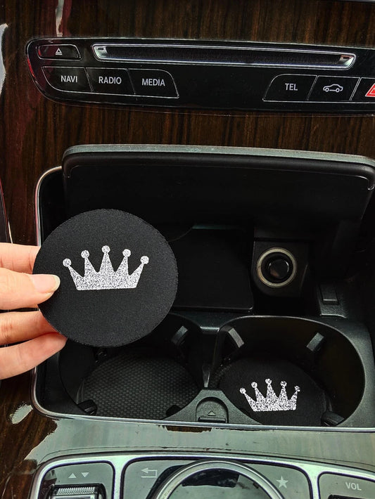 Silver Crown Car Coaster Set