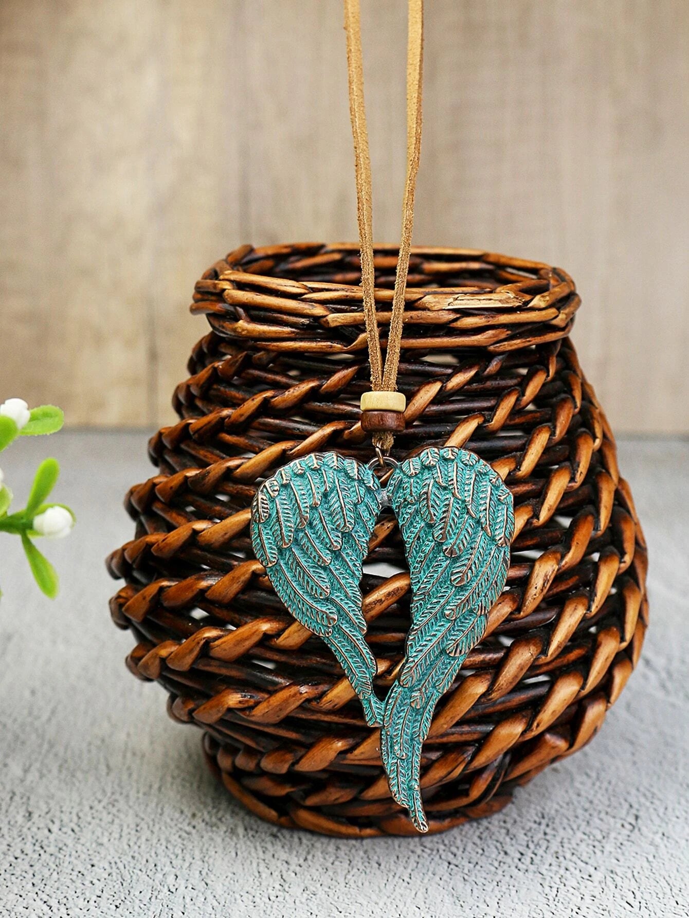 Angel Wing Necklace on a Suede Chain