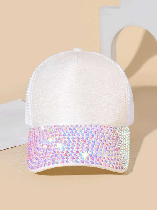White Hat w/ Mermaid Rhinestone Brim