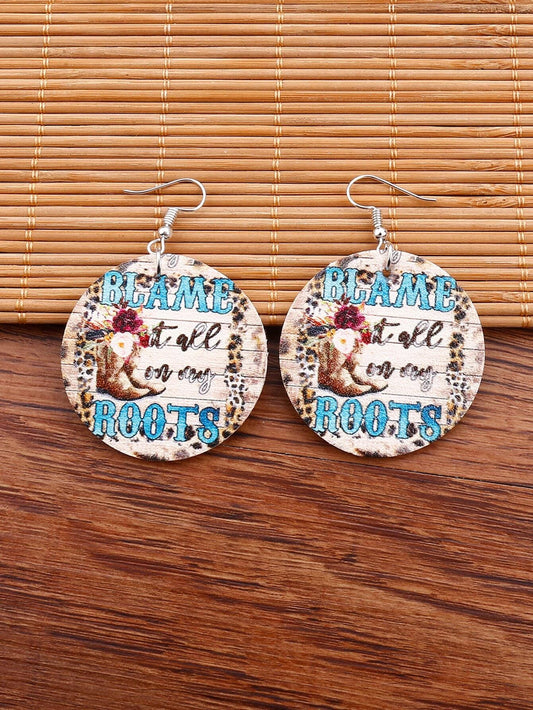 Cow Print "Blame it on the Boots" Leather Style Round Earrings