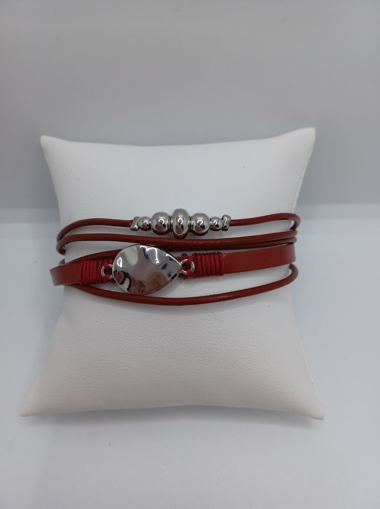 Red Leather Style Magnetic Bracelet