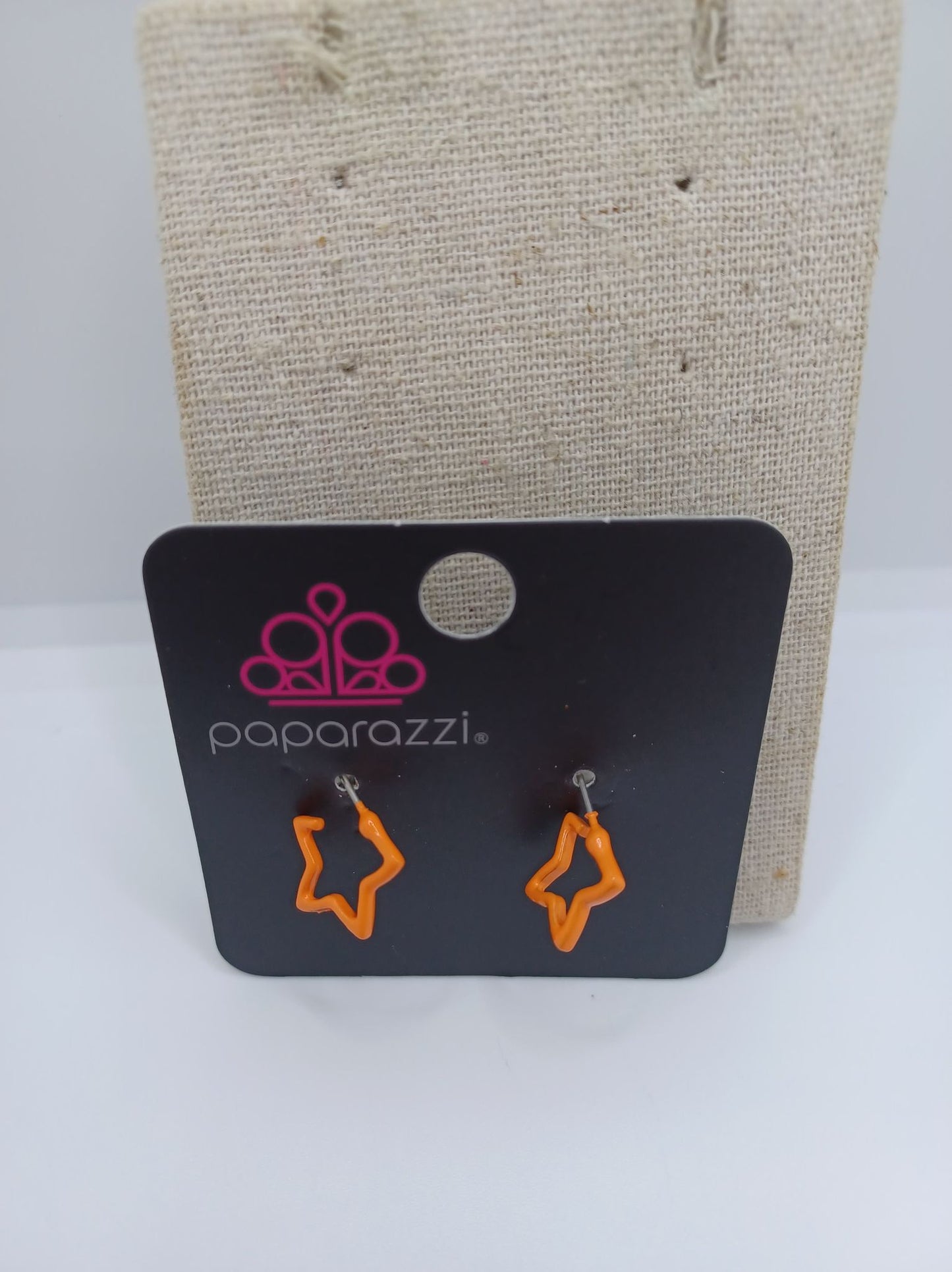Orange Star Hoop Earrings