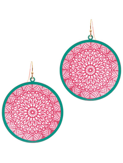 Blue & Pink Circle Earrings