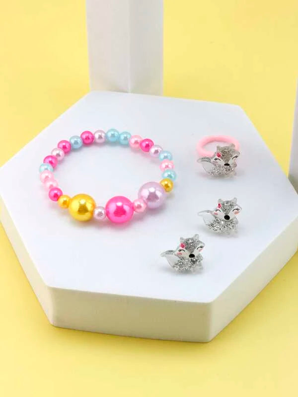 Silver Fox Bracelet, Earrings, & Ring Set