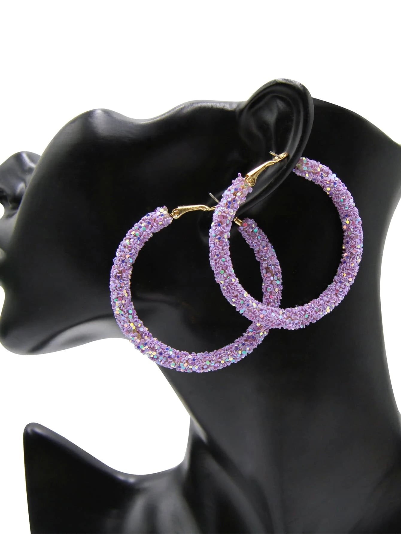 Purple Glitter hoop Earrings