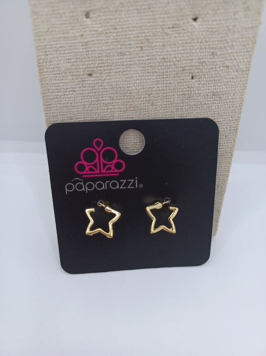 Gold Star Hoop Earrings