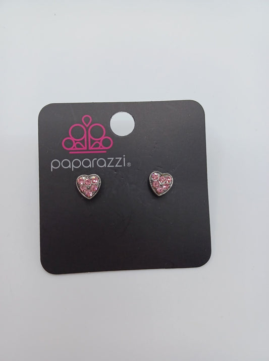 Pink Rhinestone Heart Earrings