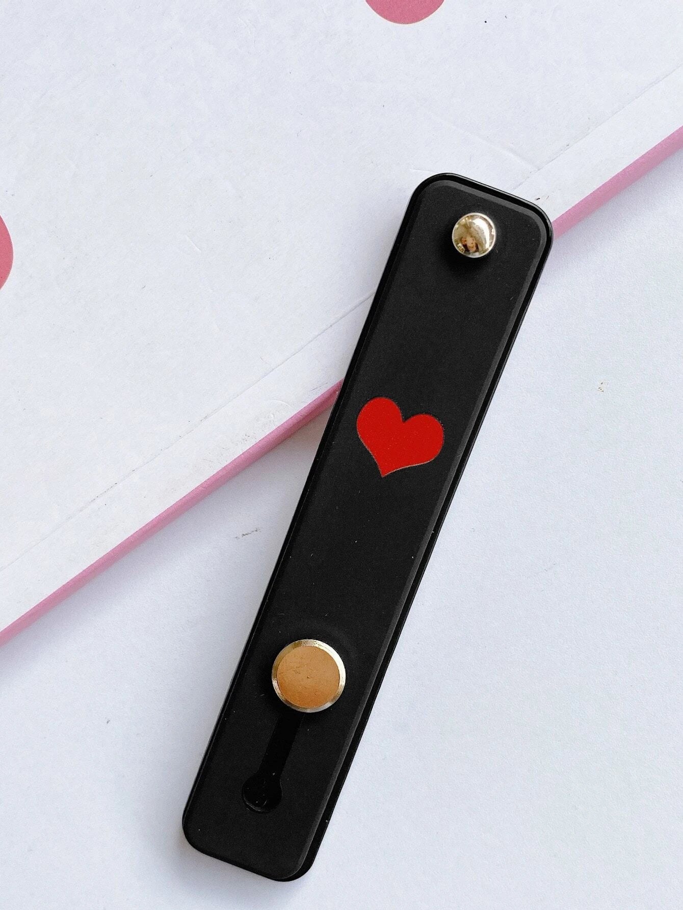 Black w/ Red Heart Push & Pull Phone Accessory