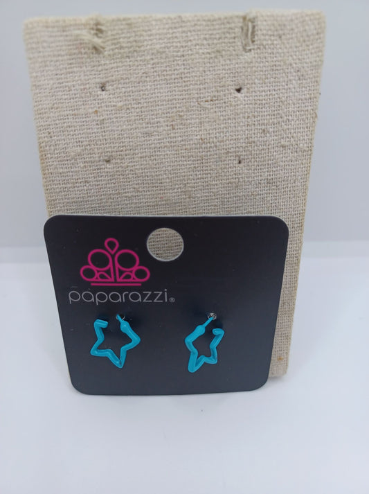 Blue Star Hoop Earrings