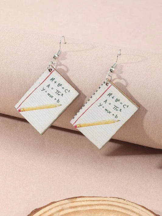 Math Equation Wooden Earrings