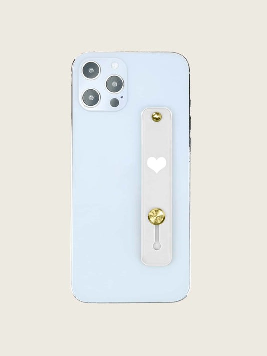 Grey w/ White Heart Push & Pull Phone Accessory