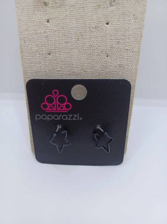 Black Star Hoop Earrings