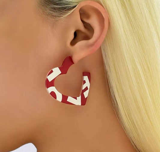 LOVE Heart Hoop Earrings