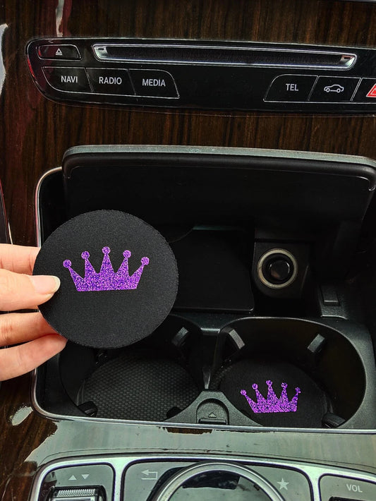 Purple Crown Car Coaster Set