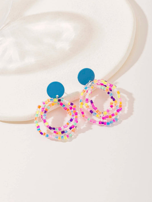 Seabeaded Triple Layered Post Earrings