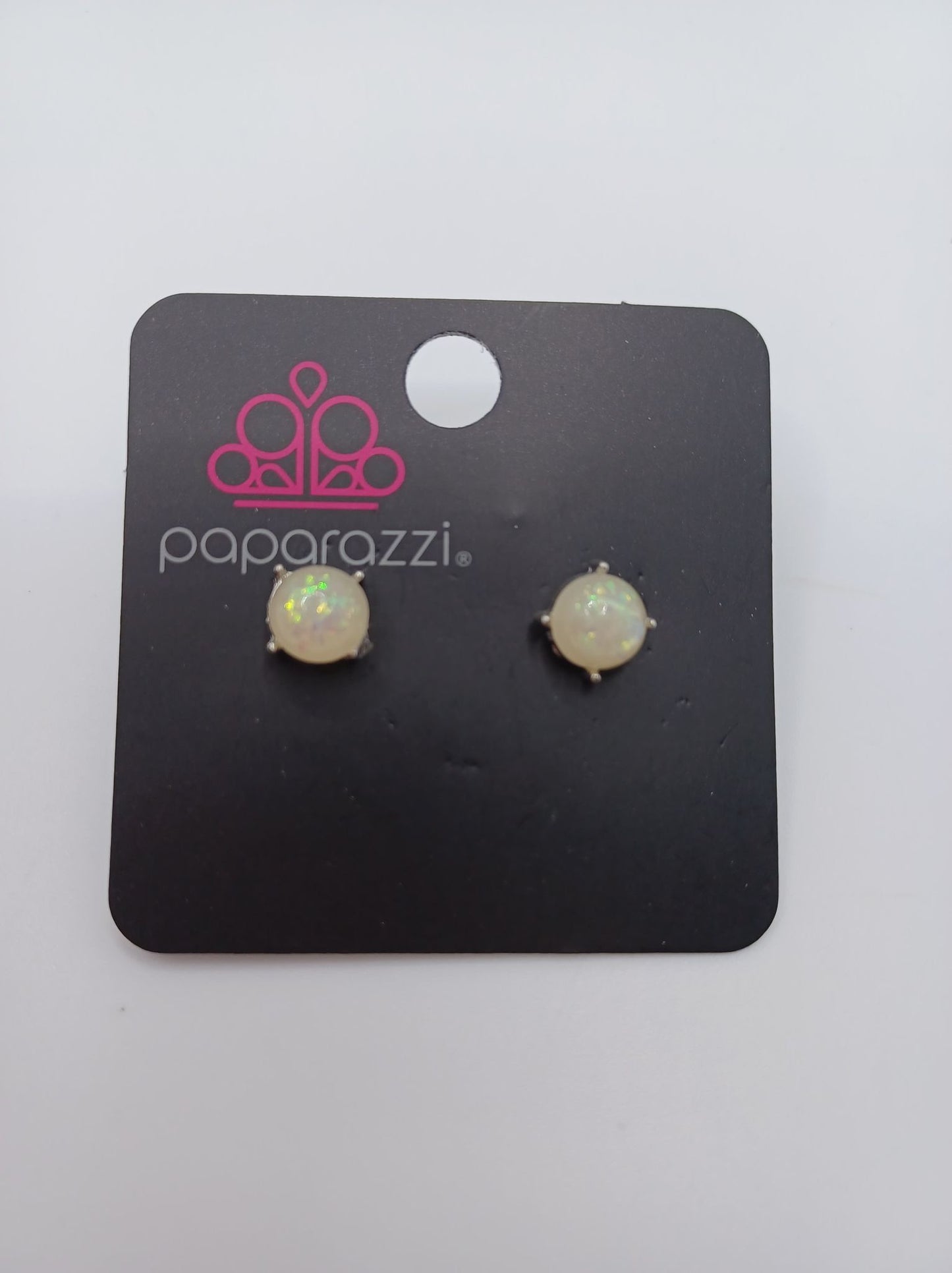 White Iridescent Glitter Earrings