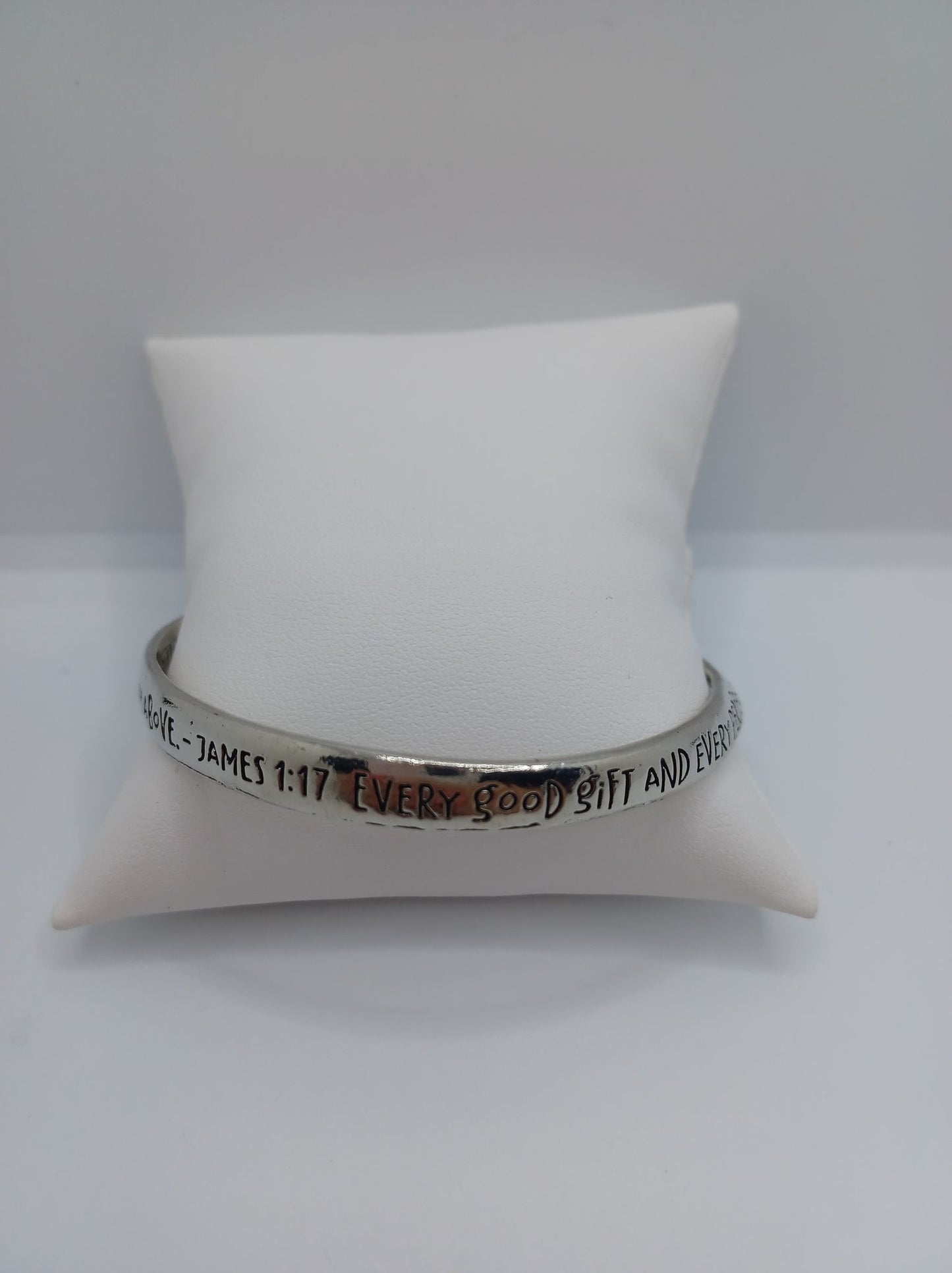 Silver Inspirational Bangle Verse James 1:17.