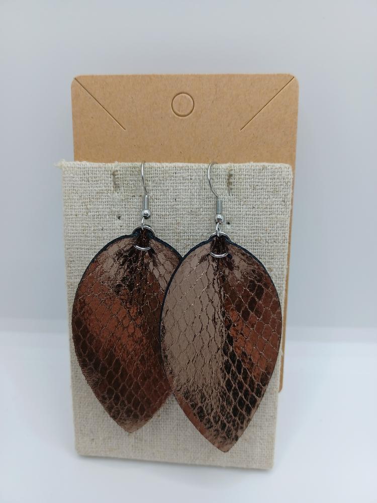 Leather Style Reverse Teardrop Earrings