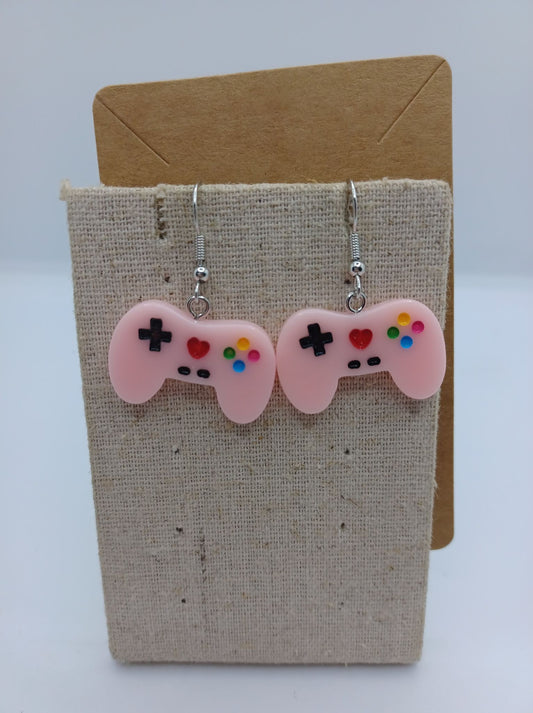 Pink Gaming Controller Earrings