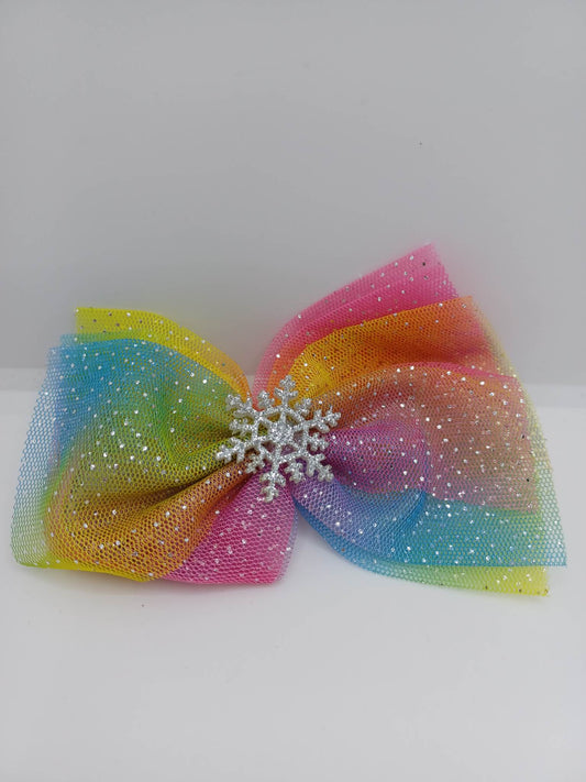 Rainbow Hair Accessory w/ White Glitter Snowflake