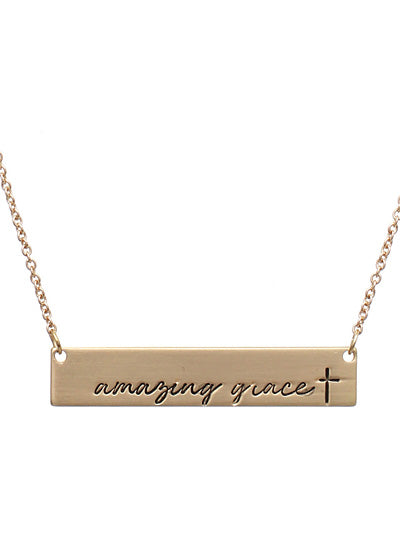 Amazing Grace Gold Bar Necklace