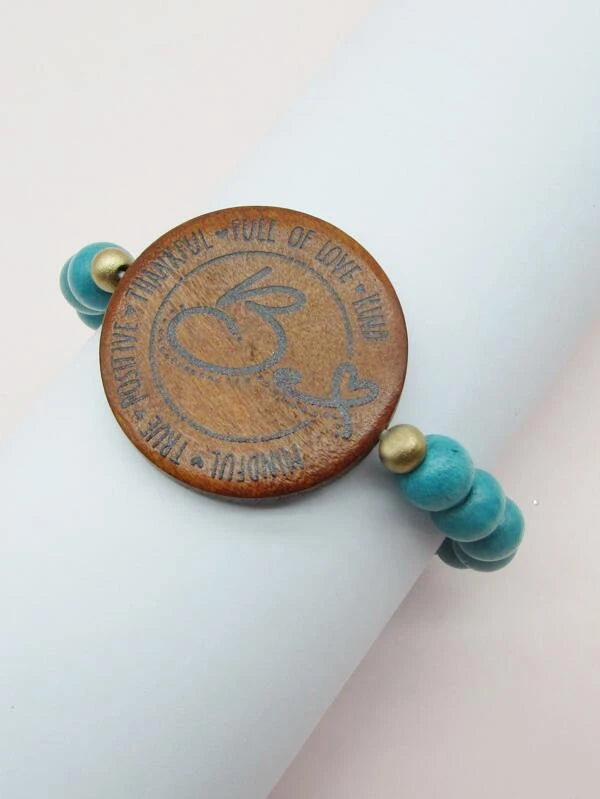 "Be <3" Turquoise Inspirational Stretch Bracelet