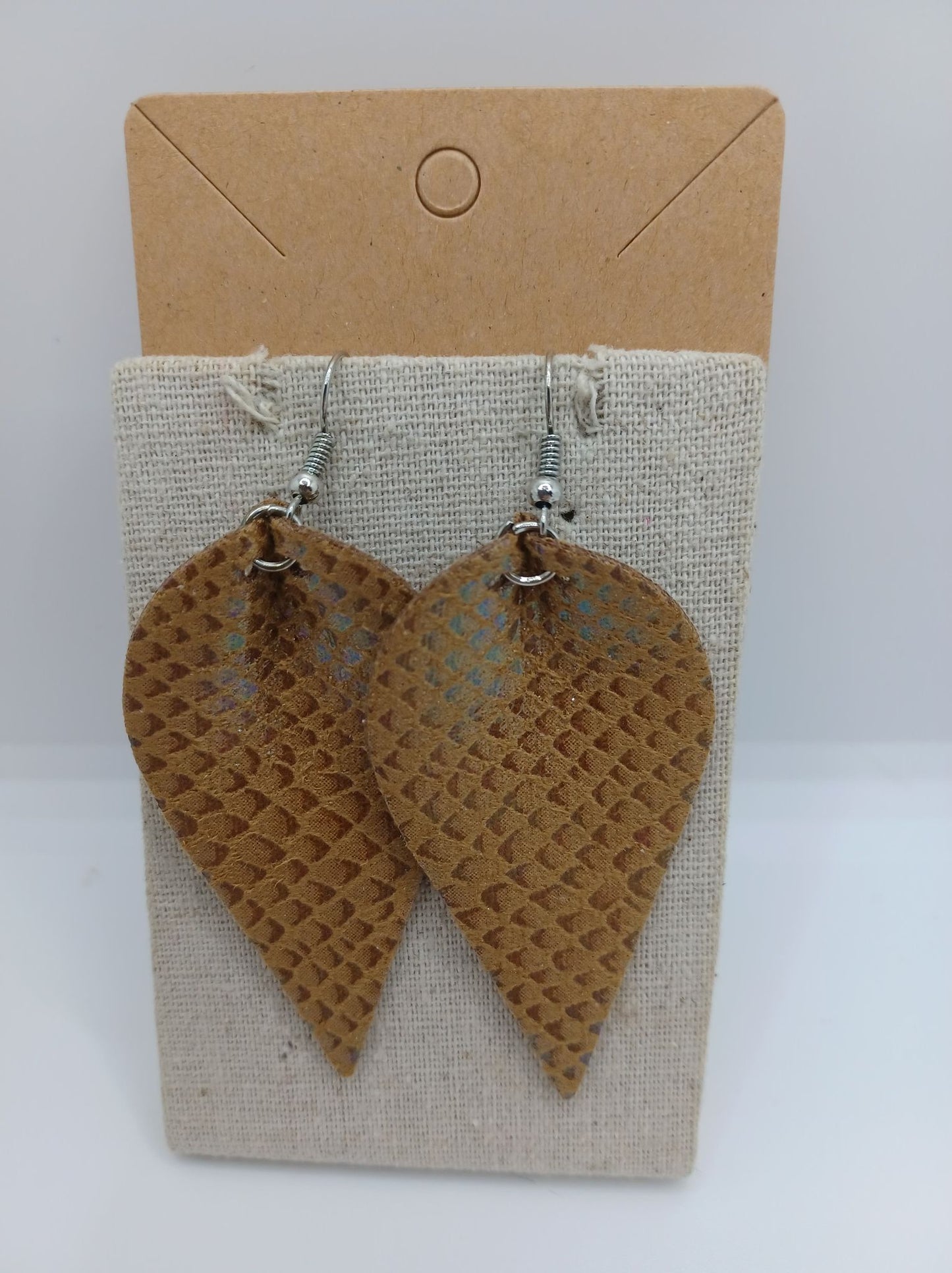 Leather Style Reverse Teardrop Earrings