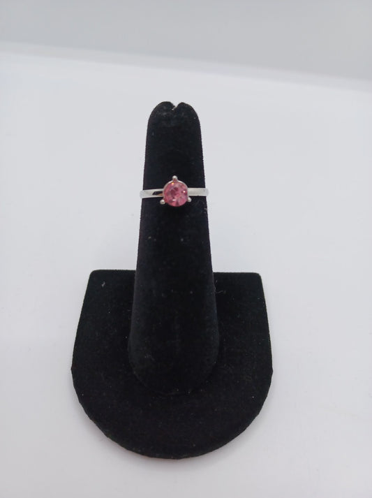 Silver Ring w/ Pink Rhinestone