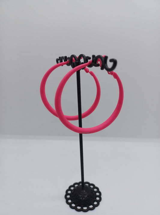 Hot Pink Hoop Style Earrings