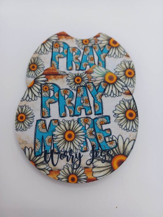 Pray More Worry Less Car Coaster Set