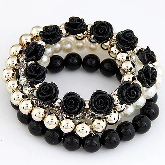 Black Rose Bracelet Set