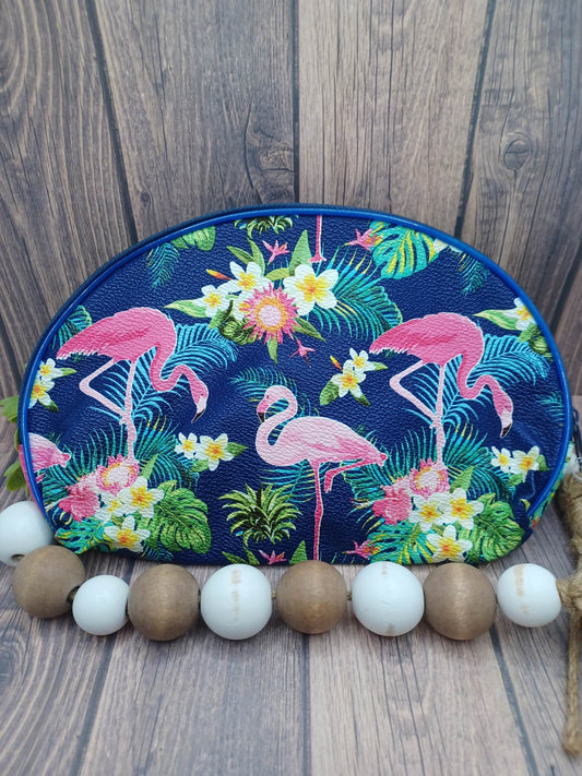 Dark Blue Flamingo Zipper Bag
