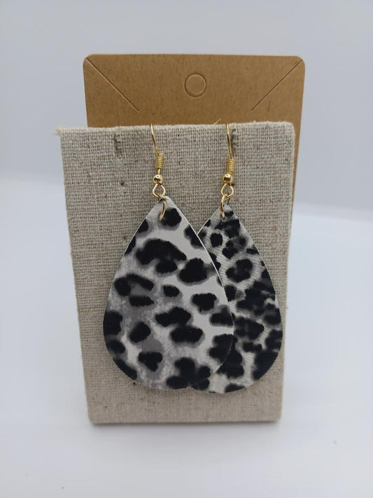 Light Grey Leopard Earrings