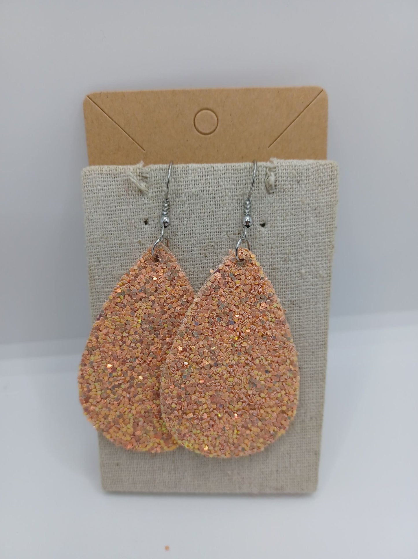 Glitter Teardrop Leather Style Earrings