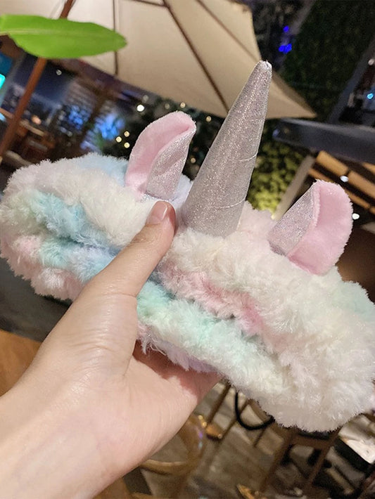 Pink, Blue, Yellow, & Green Ombre Unicorn Plush Spa Headband