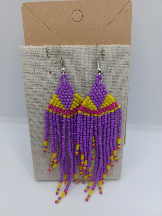 Purple & Yellow Seabeaded Earrings