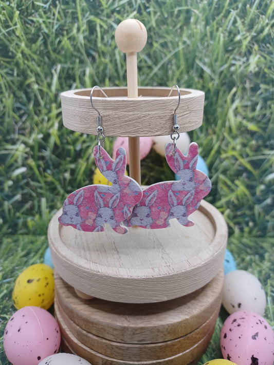 Pink Easter Bunny Cutout Earrings