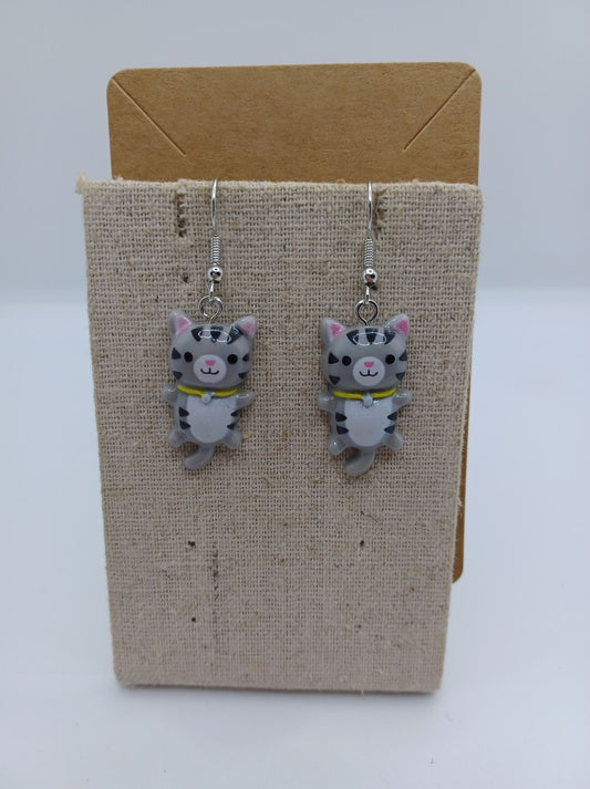 Grey Cat Earrings
