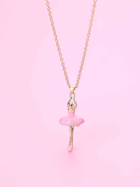 Pink Glitter Ballerina Necklace