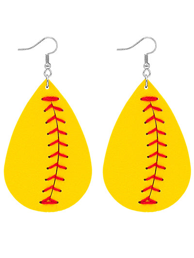 Leather Style Softball Earrings