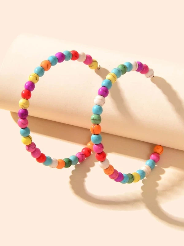 Multicolored Cracklestone Hoop Earrings