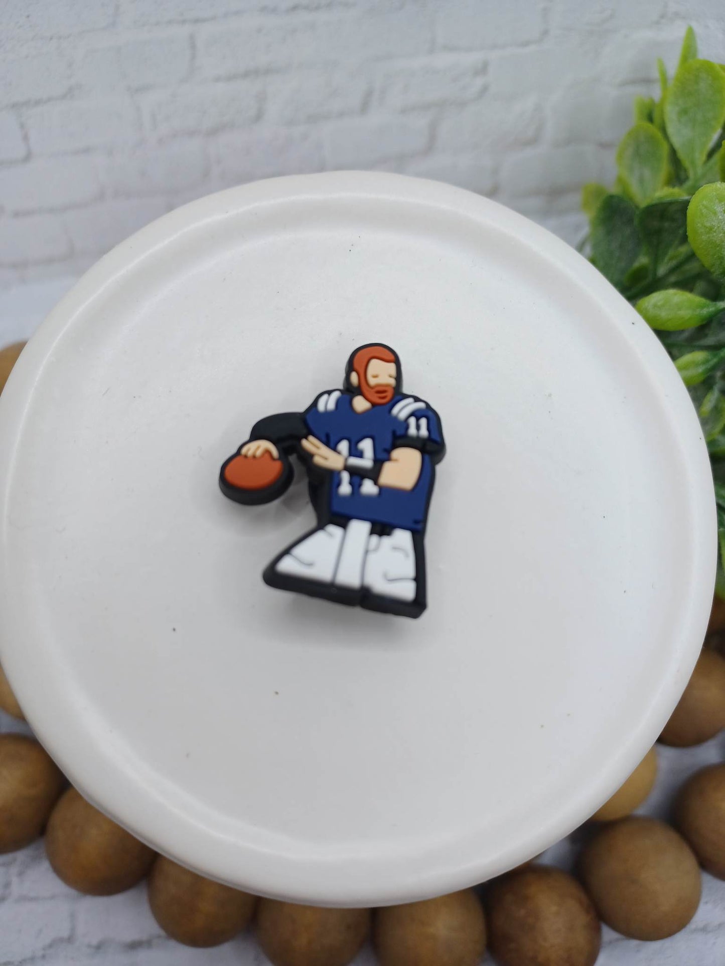 Blue Football Player Shoe Charm Accessory