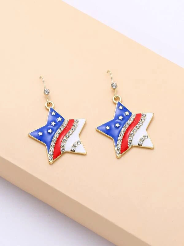 Red, White, & Blue Star Earrings
