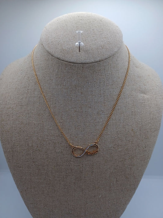 Gold Infinity "Mother" Necklace w/ Rhinestones
