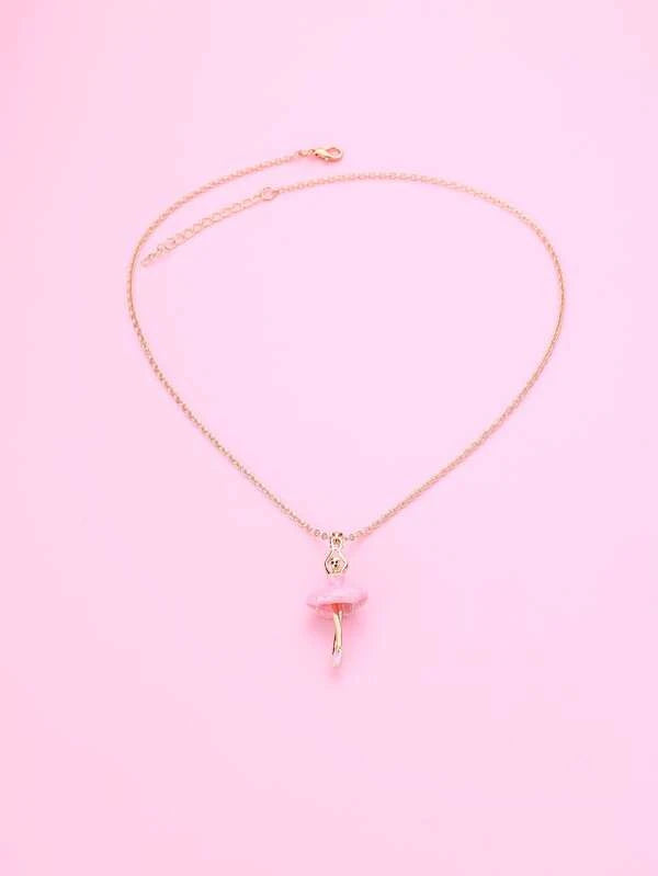 Pink Glitter Ballerina Necklace
