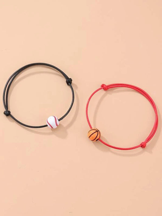 Baseball & Basketball Adjustable Bracelet Set
