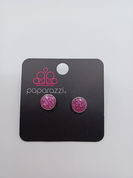 Purple Glitter Rounded Earrings